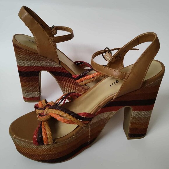 Madden Girl 'Rolliee" Women's Multicolor Striped Platform Sandals Size 8 - Picture 5 of 12